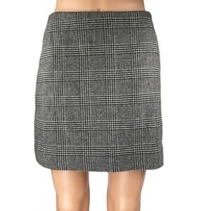 Everlane Women's Gray Wool Plaid Tartan Check Pocket Pencil Mini Skirt Size 0